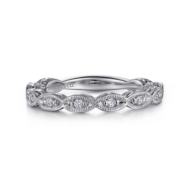 14K White Gold Diamond Matching Wedding Band - 0.12 ct - Shot 1