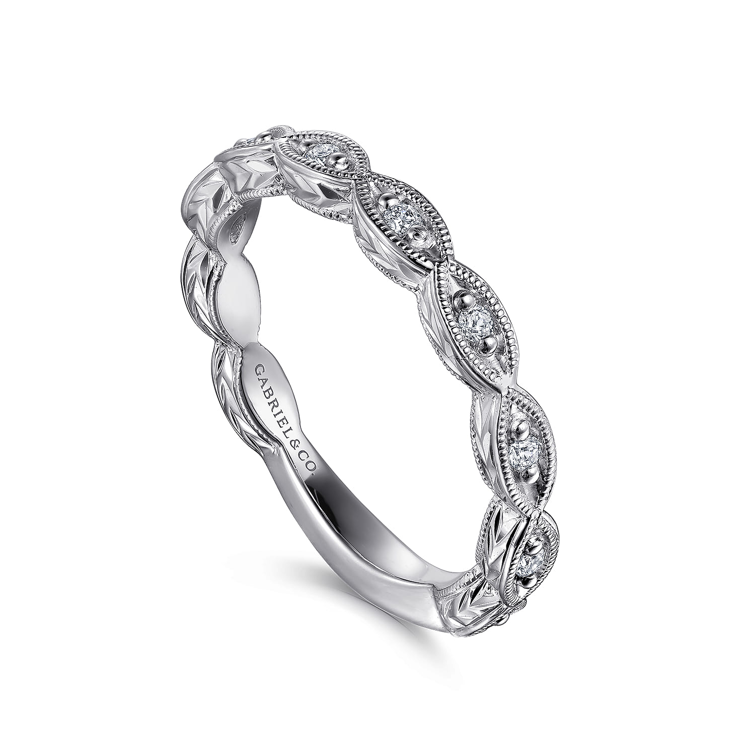 14K White Gold Diamond Matching Wedding Band - 0.12 ct - Shot 3