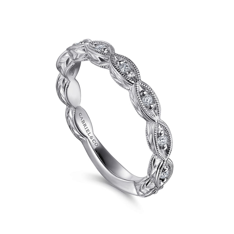 14K White Gold Diamond Matching Wedding Band - 0.12 ct - Shot 3