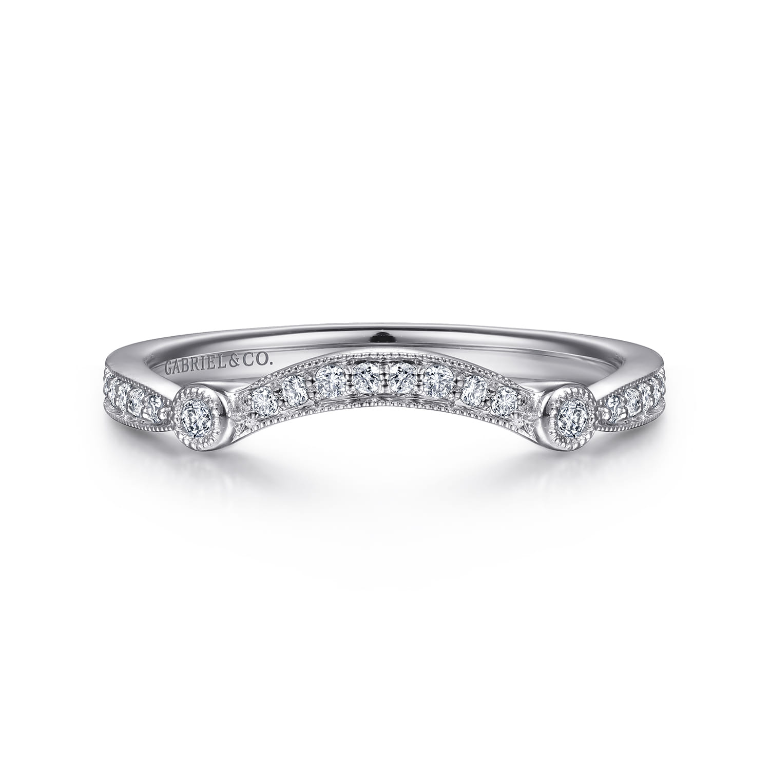 14K White Gold Diamond Matching Wedding Band - 0.11 ct - Shot 1