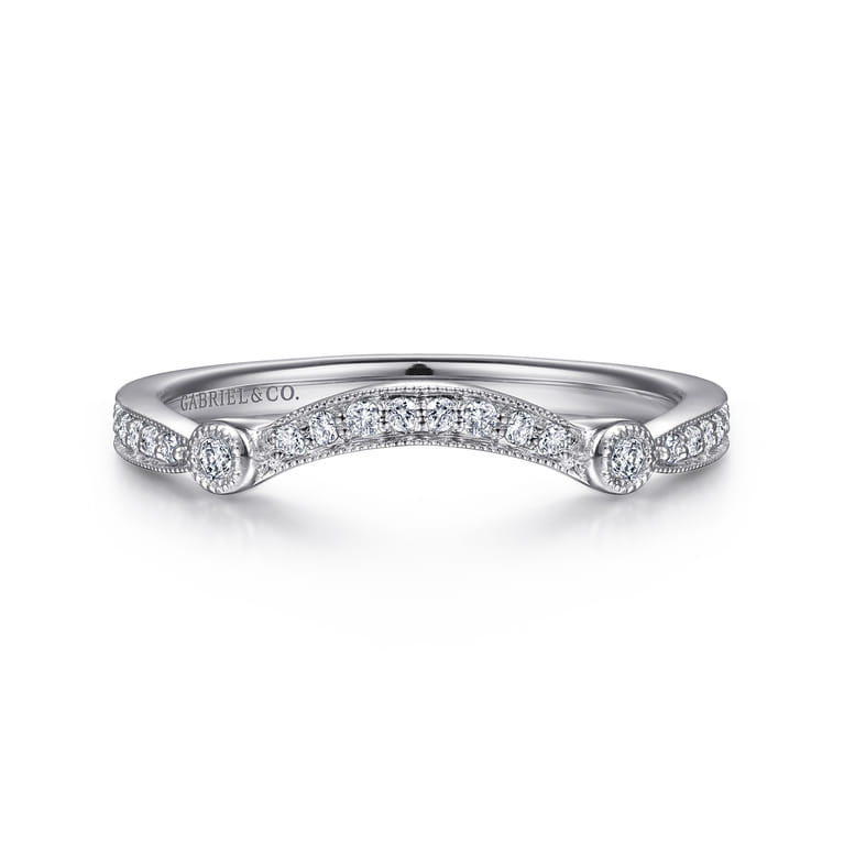 14K White Gold Diamond Matching Wedding Band - 0.11 ct - Shot 1