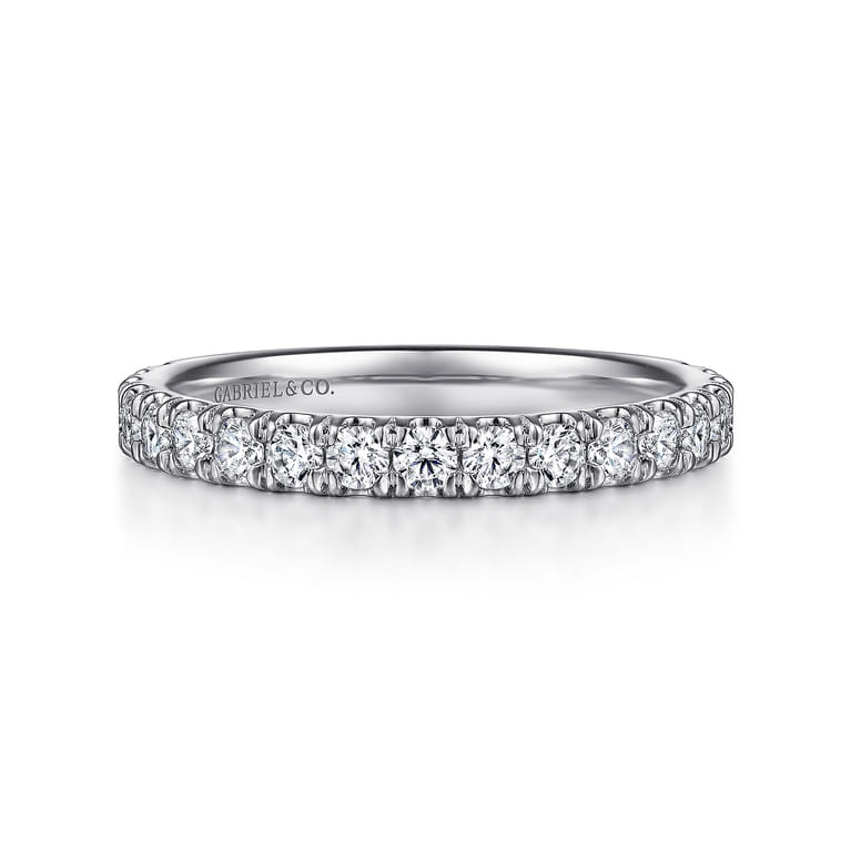 14K White Gold Diamond Matching Wedding Band - 0.63 ct - Shot 1