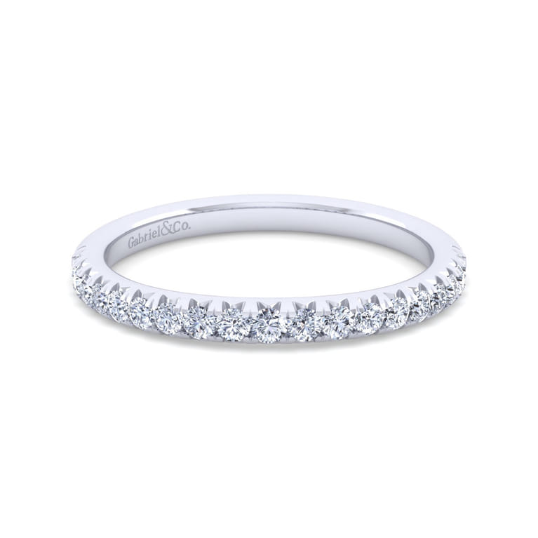 14K White Gold Diamond Matching Wedding Band - 0.32 ct - Shot 1