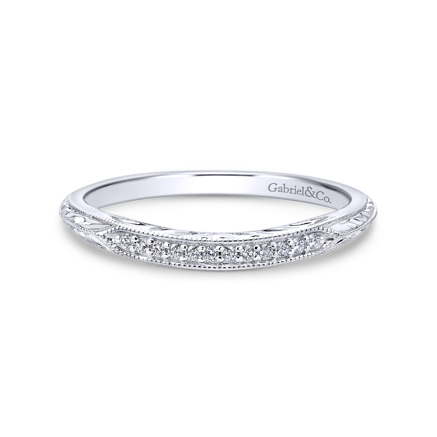 14K White Gold Diamond Matching Wedding Band - 0.03 ct - Shot 1
