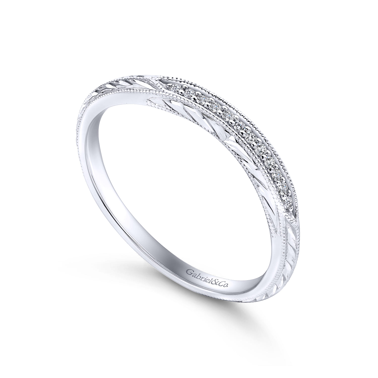 14K White Gold Diamond Matching Wedding Band - 0.03 ct - Shot 3