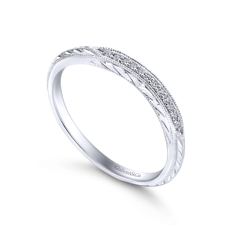14K White Gold Diamond Matching Wedding Band - 0.03 ct - Shot 3