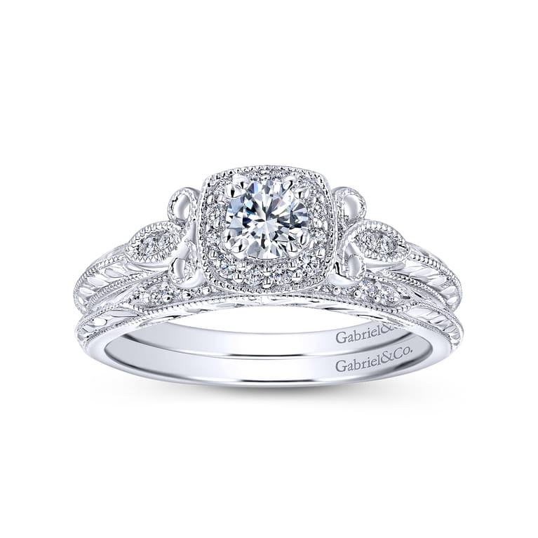 14K White Gold Diamond Matching Wedding Band - 0.03 ct - Shot 4