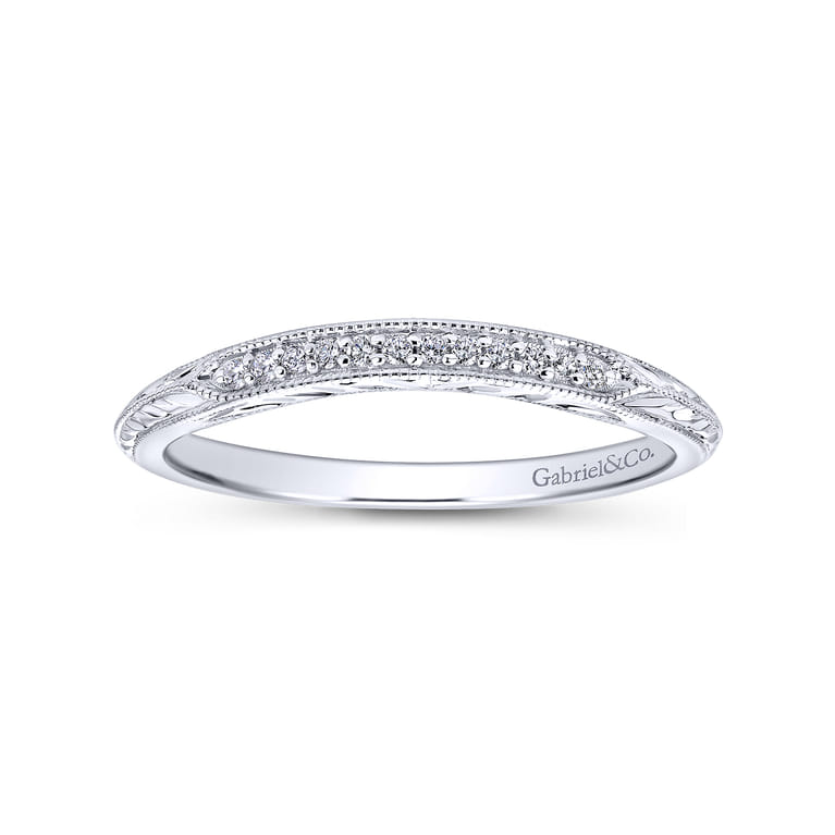 14K White Gold Diamond Matching Wedding Band - 0.03 ct - Shot 5
