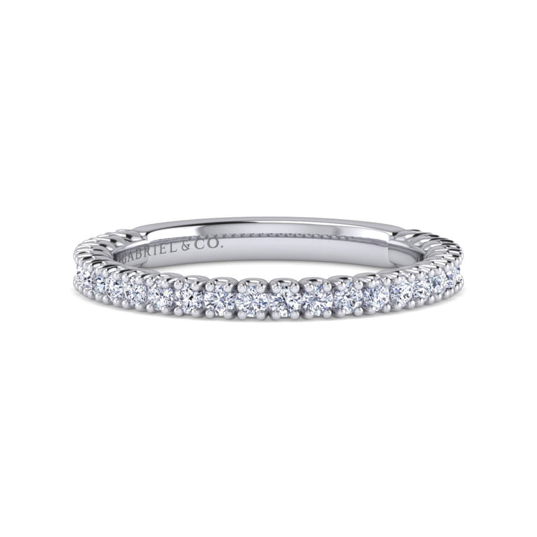 14K White Gold Diamond Matching Wedding Band - 0.44 ct - Shot 1