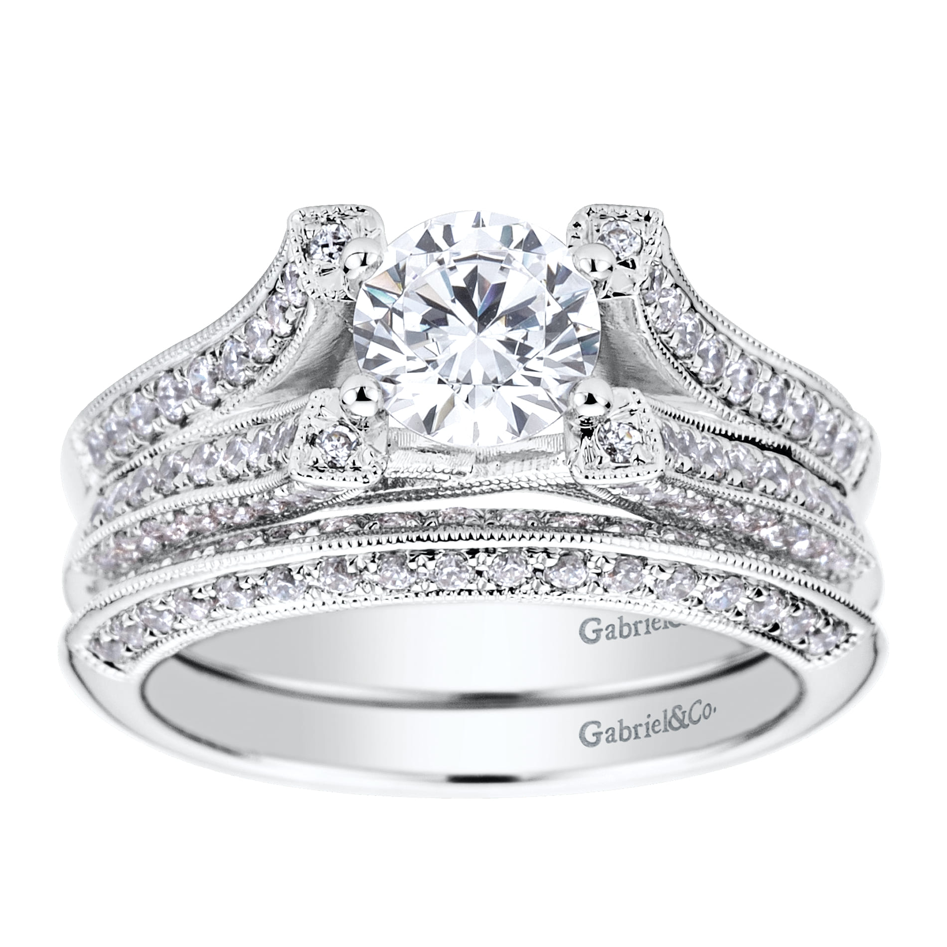 14K White Gold Diamond Matching Wedding Band - Shot 4