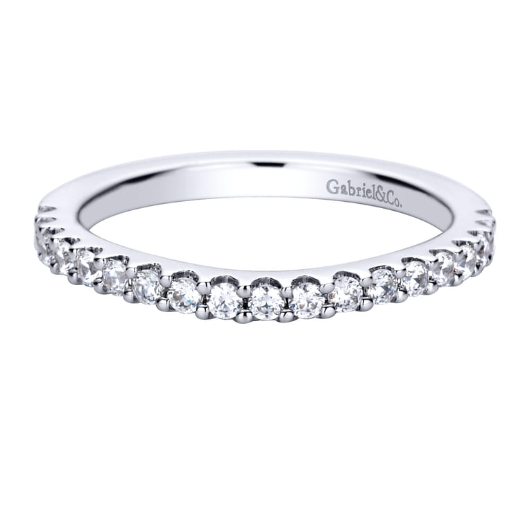 14K White Gold Diamond Matching Wedding Band - 0.32 ct - Shot 1
