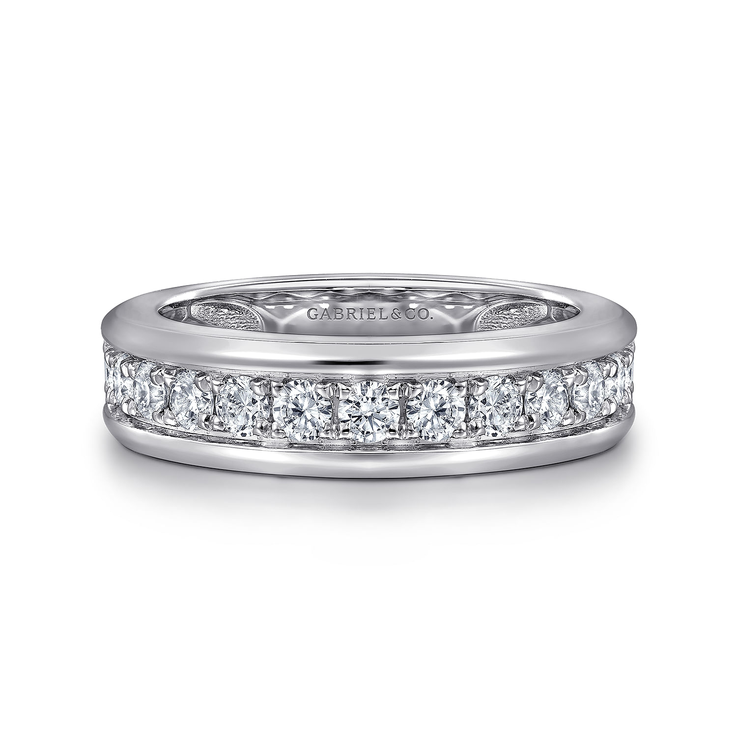 14K White Gold Diamond Men's Band