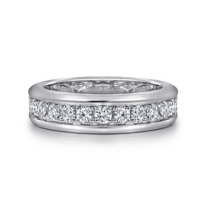 14K White Gold Diamond Men's Band