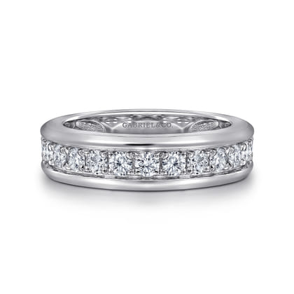 14K White Gold Diamond Men's Band