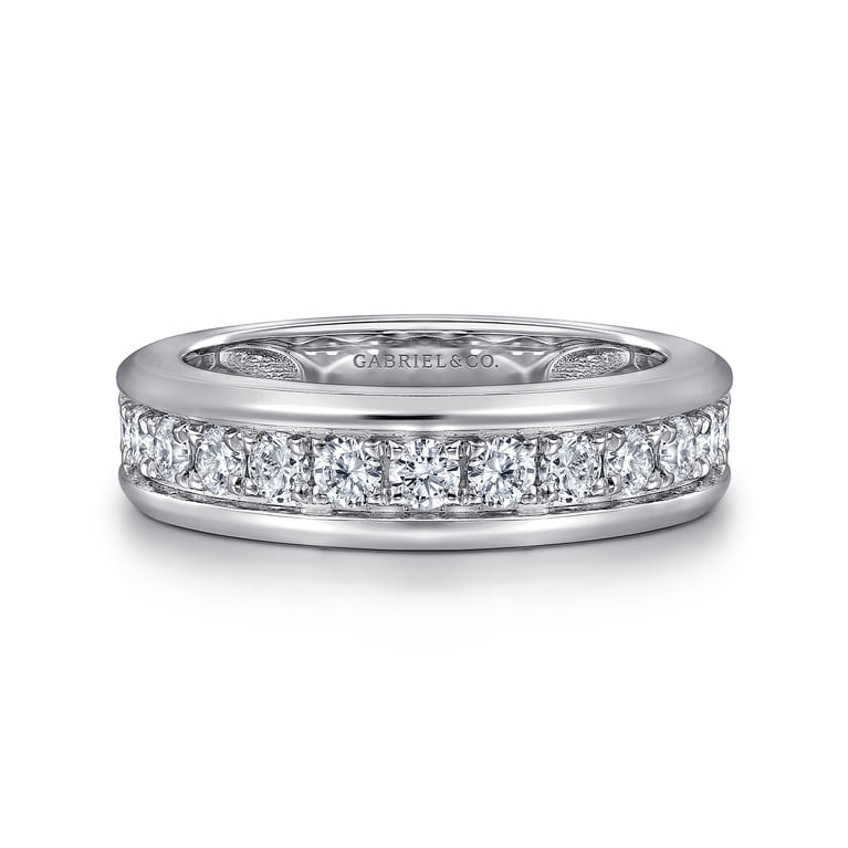 14K White Gold Diamond Men's Band - 1 ct - Shot 1
