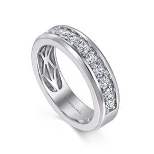 14K White Gold Diamond Men's Band