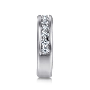 14K White Gold Diamond Men's Band