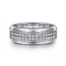 14K White Gold Diamond Men's Wedding Ring in High Polish Finish - 0.5 ct