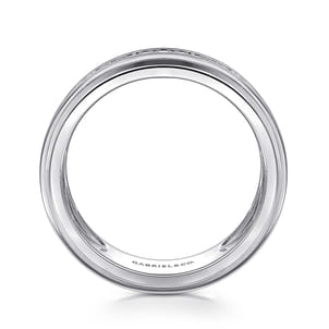 14K White Gold Diamond Men's Wedding Ring in High Polish Finish