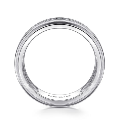 14K White Gold Diamond Men's Wedding Ring in High Polish Finish