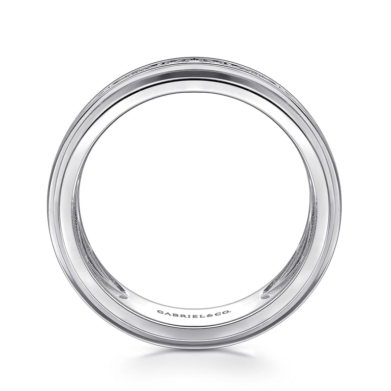 14K White Gold Diamond Men's Wedding Ring in High Polish Finish - 0.5 ct - Shot 2