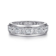 14K White Gold Diamond Men's Wedding Ring in High Polish Finish