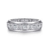 14K White Gold Diamond Men's Wedding Ring in High Polish Finish - 0.9 ct