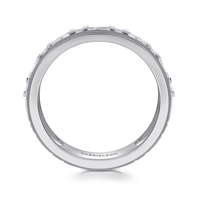 14K White Gold Diamond Men's Wedding Ring in High Polish Finish - 0.9 ct - Shot 2