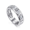 14K White Gold Diamond Men's Wedding Ring in High Polish Finish - 0.9 ct