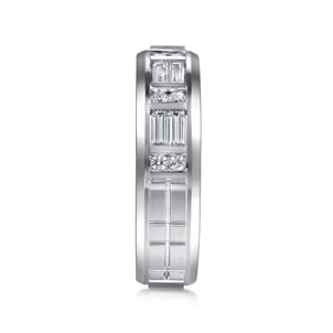 14K White Gold Diamond Men's Wedding Ring in High Polish Finish