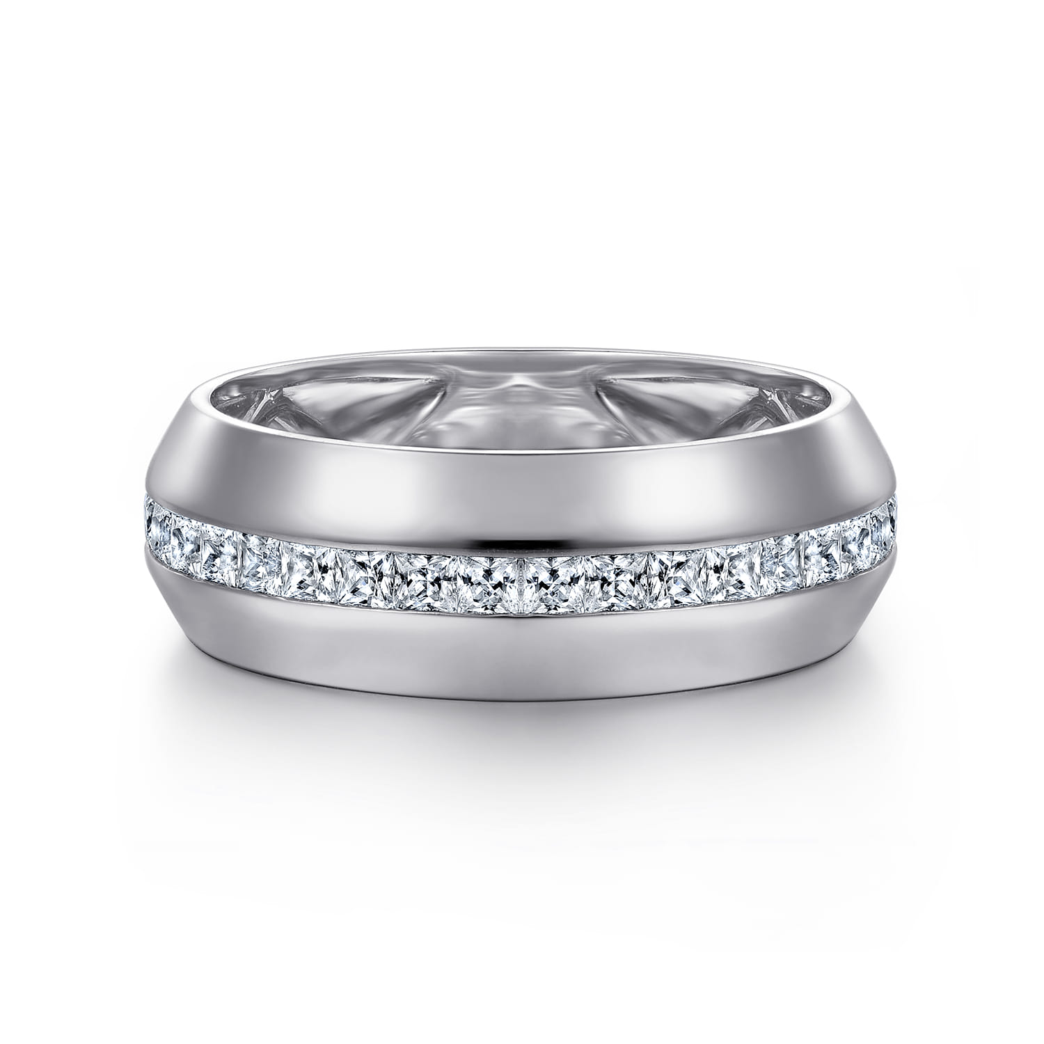 14K White Gold Diamond Men's Wedding Ring in High Polish Finish - 1 ct - Shot 1