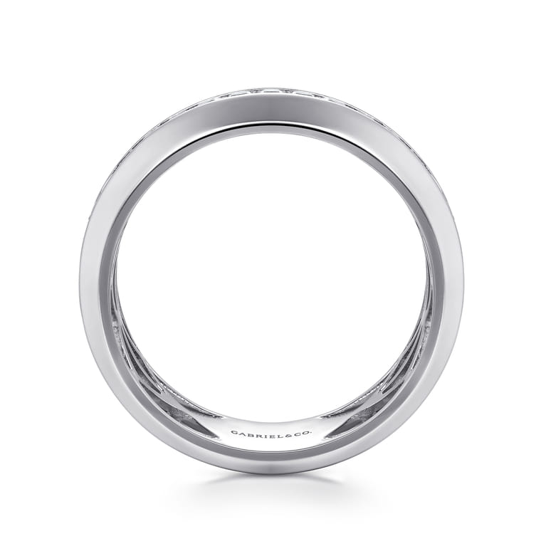 14K White Gold Diamond Men's Wedding Ring in High Polish Finish - 1 ct - Shot 2