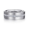 14K White Gold Diamond Men's Wedding Ring in Satin Finish - 0.68 ct