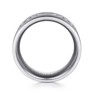 14K White Gold Diamond Men's Wedding Ring in Satin Finish