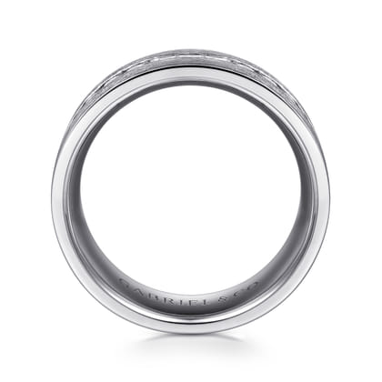 14K White Gold Diamond Men's Wedding Ring in Satin Finish