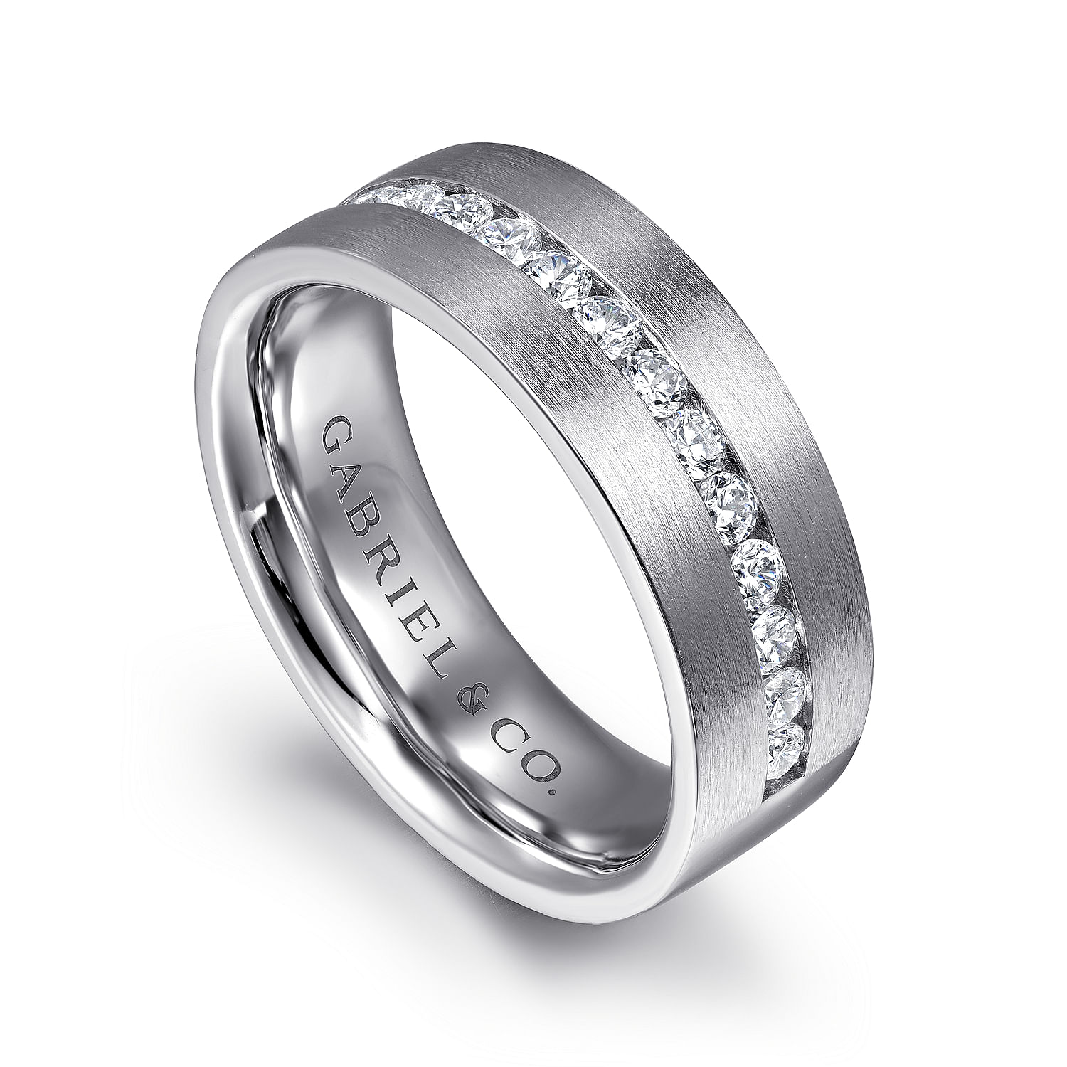 14K White Gold Diamond Men's Wedding Ring in Satin Finish - 0.68 ct - Shot 3