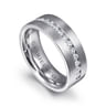 14K White Gold Diamond Men's Wedding Ring in Satin Finish - 0.68 ct