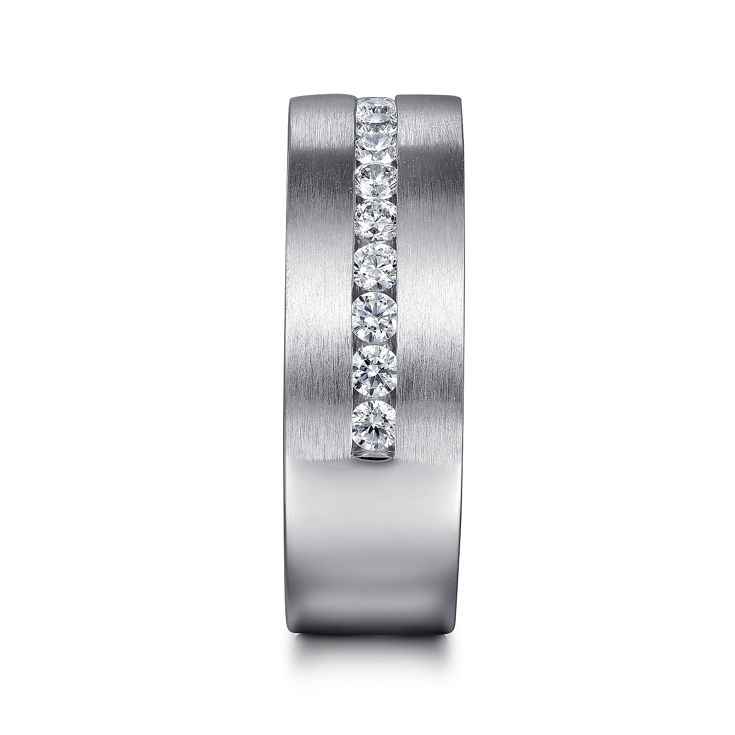 14K White Gold Diamond Men's Wedding Ring in Satin Finish - 0.68 ct - Shot 4