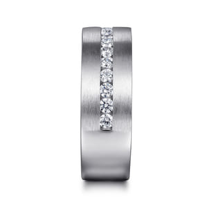 14K White Gold Diamond Men's Wedding Ring in Satin Finish