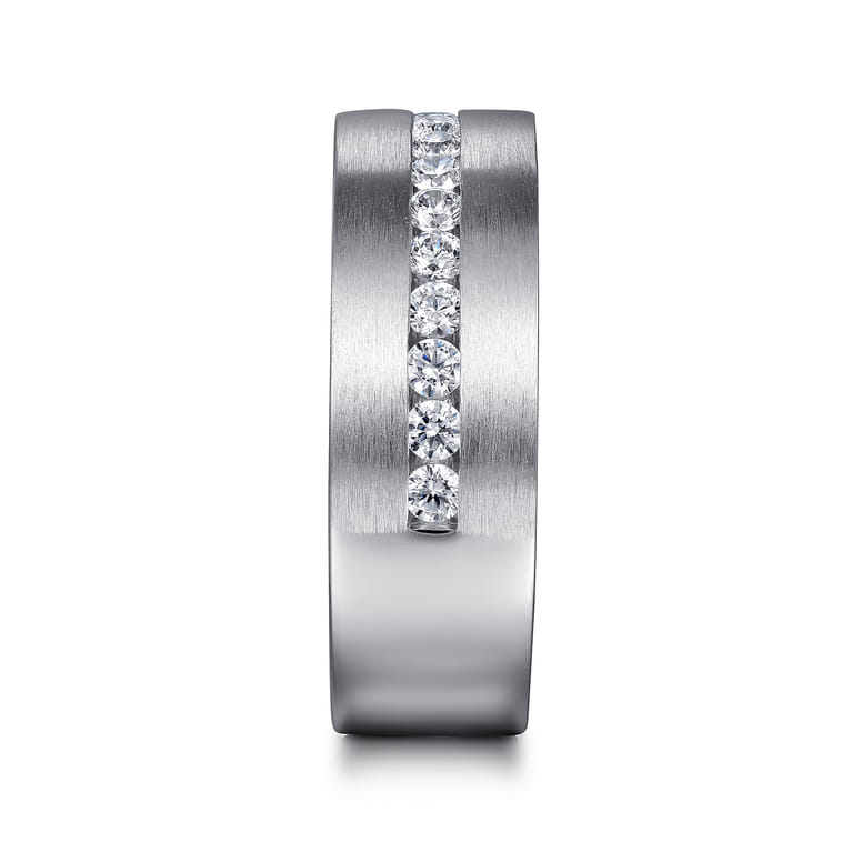 14K White Gold Diamond Men's Wedding Ring in Satin Finish - 0.68 ct - Shot 4