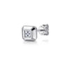 14K White Gold Diamond Mens Angular Cuts Single Stud Earring - 0.14 ct