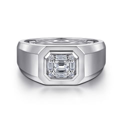 14K White Gold Diamond Mens Engagement Ring in High Polish Finish
