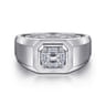 14K White Gold Diamond Mens Engagement Ring in High Polish Finish - 0.44 ct