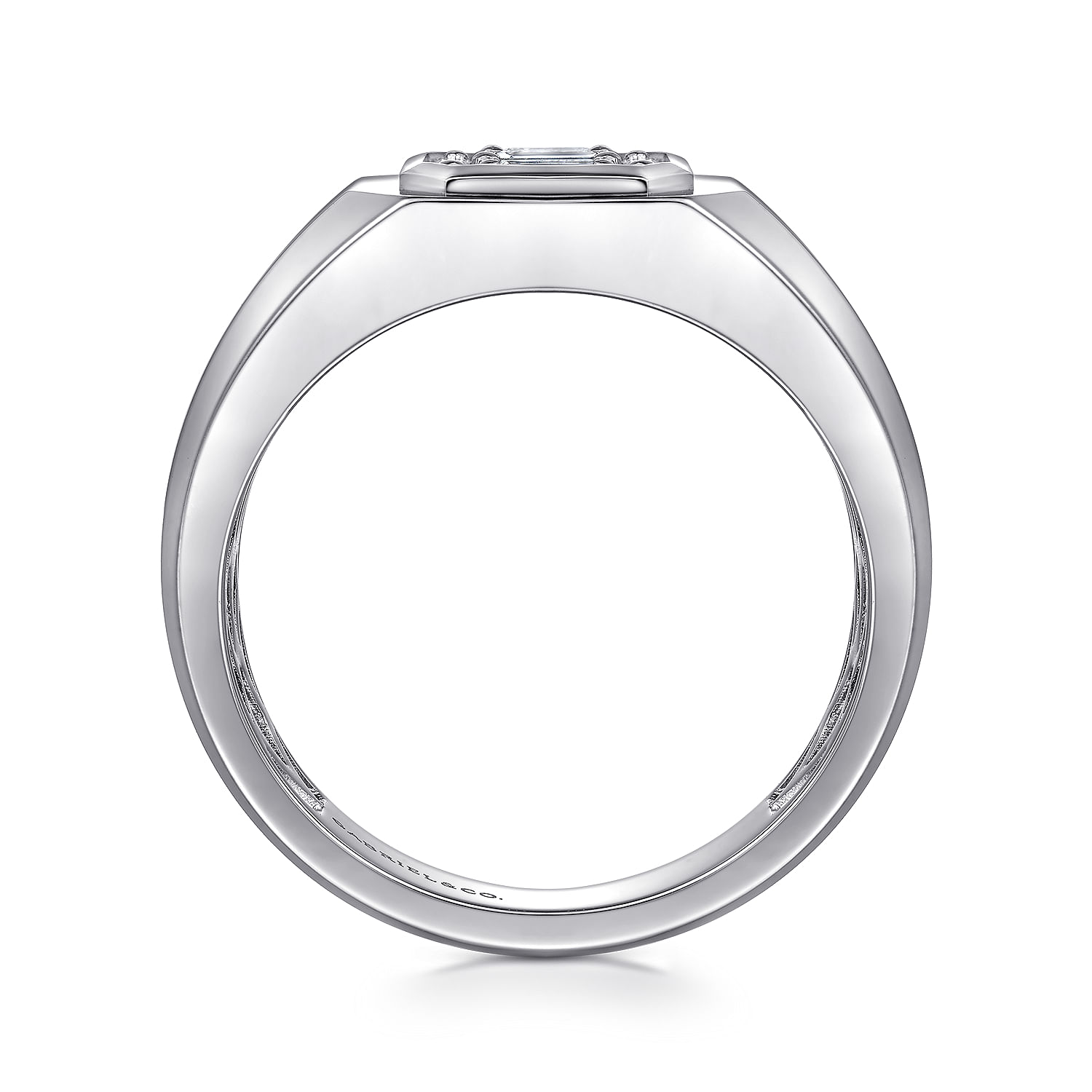 14K White Gold Diamond Mens Engagement Ring in High Polish Finish