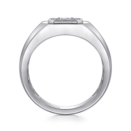 14K White Gold Diamond Mens Engagement Ring in High Polish Finish
