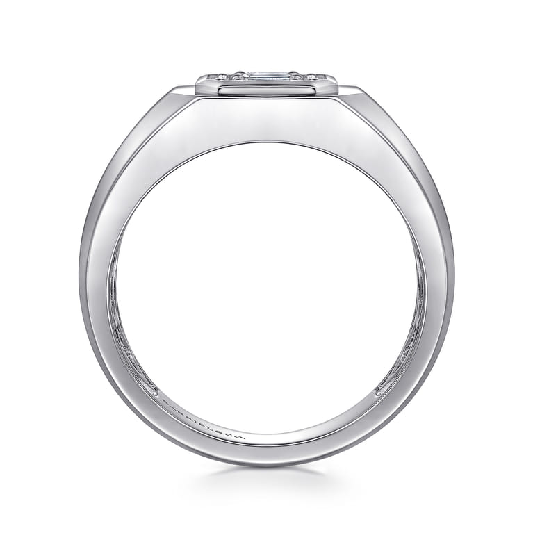 14K White Gold Diamond Mens Engagement Ring in High Polish Finish - 0.45 ct - Shot 2