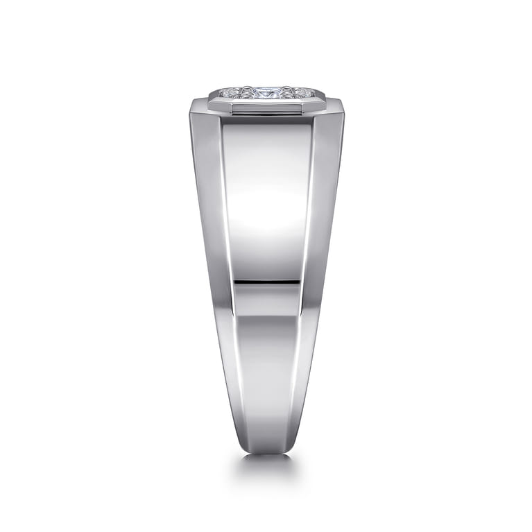 14K White Gold Diamond Mens Engagement Ring in High Polish Finish - 0.45 ct - Shot 4