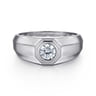14K White Gold Diamond Mens Engagement Ring in High Polish Finish - 0.5 ct