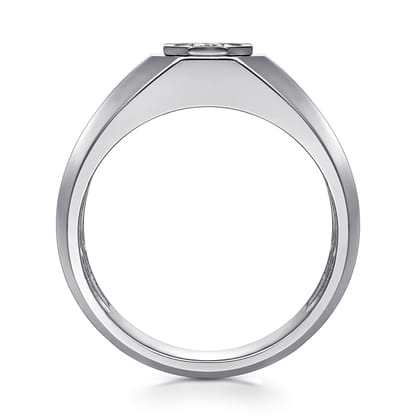 14K White Gold Diamond Mens Engagement Ring in High Polish Finish