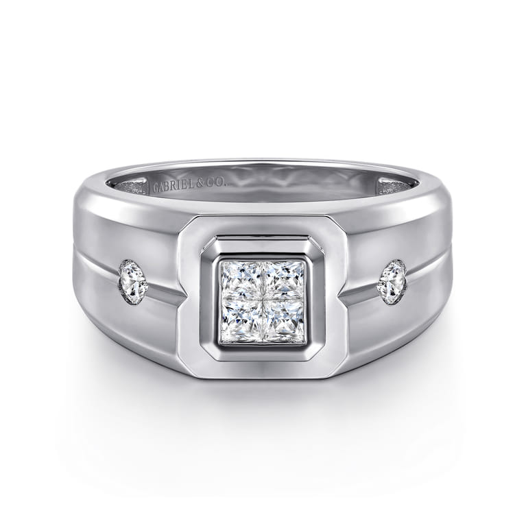 14K White Gold Diamond Mens Engagement Ring in High Polish Finish - 0.5 ct - Shot 1